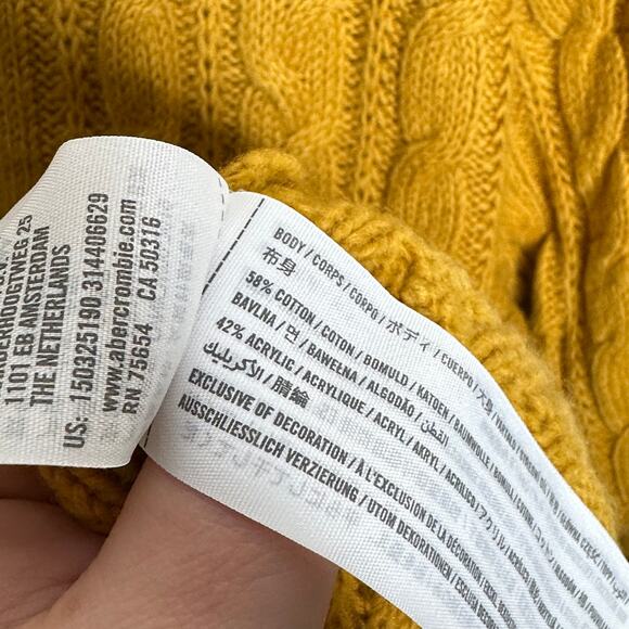 ABERCROMBIE & FITCH Cable Knit Sweater Mustard Yellow {T8} - Picture 5 of 5